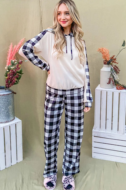 And The Why Drawstring Hooded Top and Plaid Pants Lounge Set - Premium Sleepwear from Trendsi - Just $53.99! Shop now at Handbags Specialist Headquarter