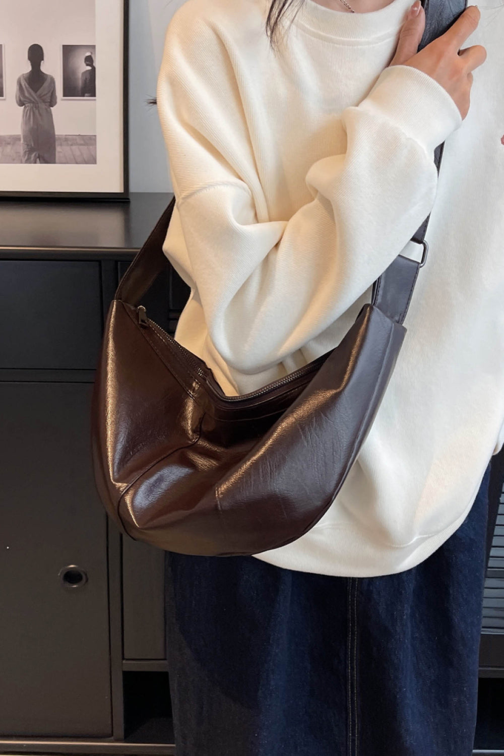 PU Leather Sling Bag - Premium handbags from Trendsi - Just $22.99! Shop now at Handbags Specialist Headquarter