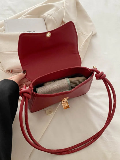 Knotted Strap PU Leather Handbag - Premium handbags from Trendsi - Just $19.99! Shop now at Handbags Specialist Headquarter