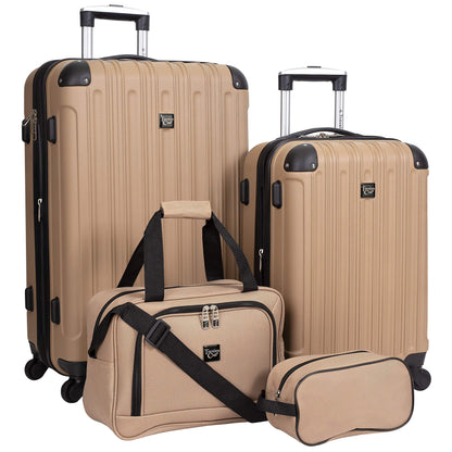 Rose Gold Hardside Luggage Set - 4-Piece Travel Kit