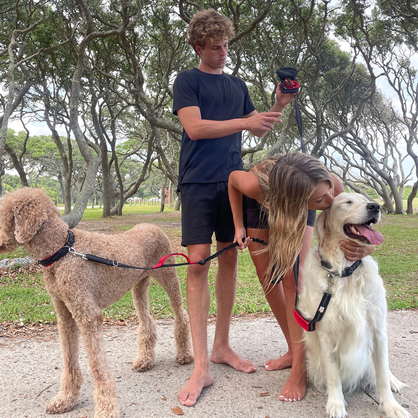 RhinoGrip Aqua: Double Handle Reflective Dog Leash