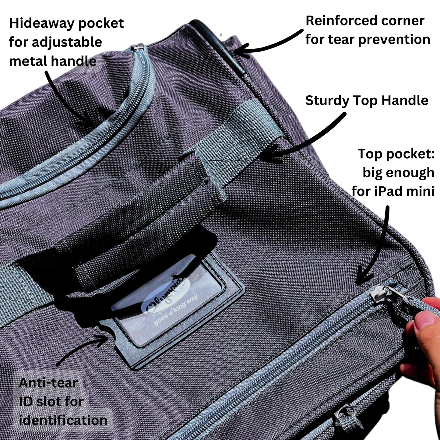 Olympia 22 Max Wheeled Duffel: 8-Pocket Water-Resist