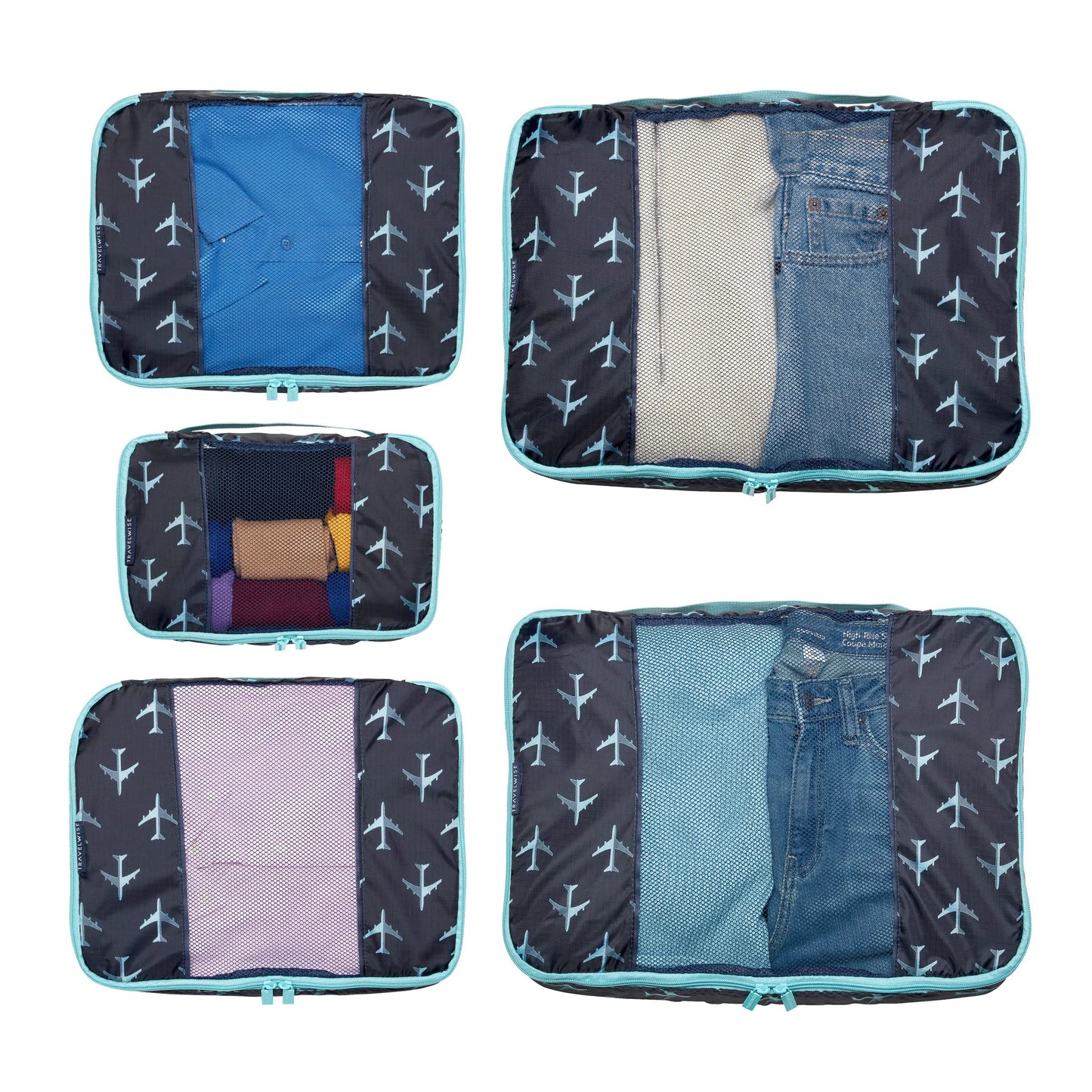 TravelWise Weekender Packing Cube Set - Silver 5-Piece