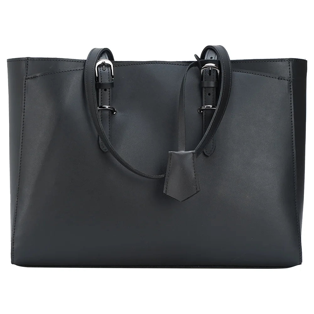 High Quality Fashion Design Unisex Black Napa Full Grain Leather Shoulder Bag Genuine Leather Tote Bag for Women Handbags - Premium Tote Bag from Handbags Specialist Headquarter - Just $106.99! Shop now at Handbags Specialist Headquarter