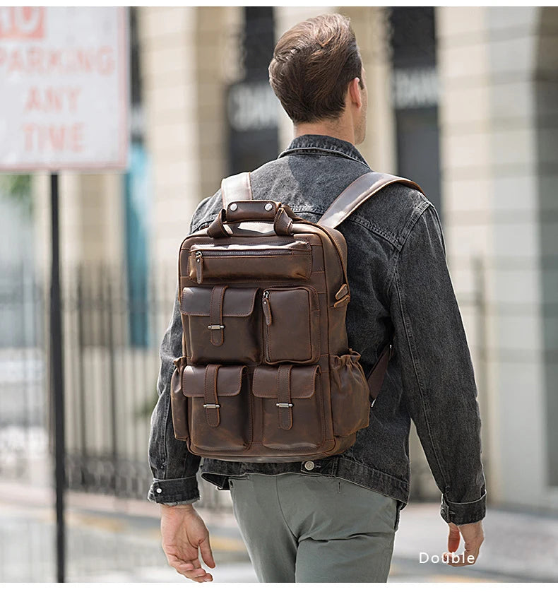 Custom ODM &OEM Retro Genuine Crazy Horse Leather Men Laptop Backpack Luxury Vintage Pure Real Cow Leather Backpack Man - Premium Backpack Bags from Handbags Specialist Headquarter - Just $165.99! Shop now at Handbags Specialist Headquarter