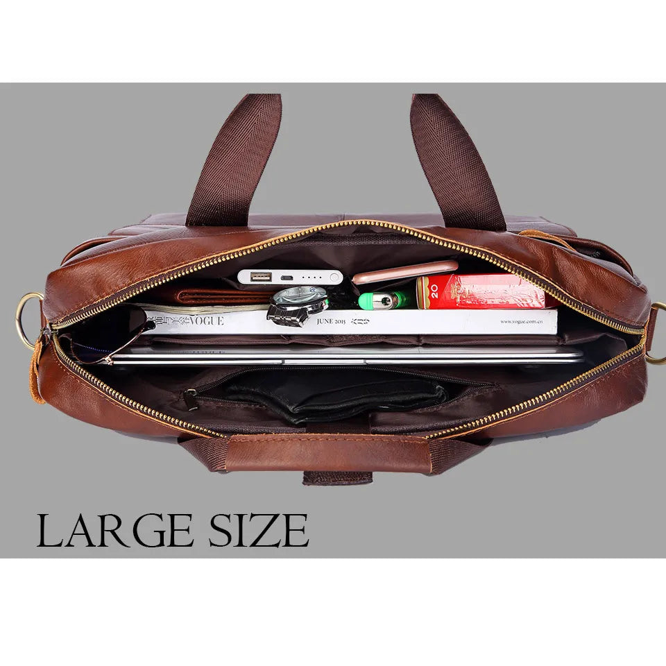 Men Genuine Leather Handbags Casual Leather Laptop Bags Male Business Travel Messenger Bags Men's Crossbody Shoulder Bag - Premium  from LACHIOUR Store - Just $169.99! Shop now at Handbags Specialist Headquarter