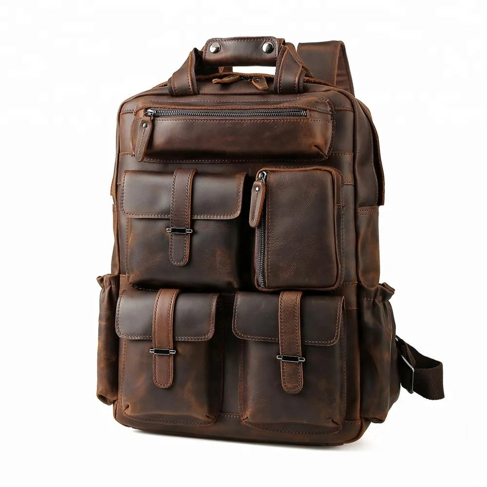 Custom ODM &OEM Retro Genuine Crazy Horse Leather Men Laptop Backpack Luxury Vintage Pure Real Cow Leather Backpack Man - Premium Backpack Bags from Handbags Specialist Headquarter - Just $165.99! Shop now at Handbags Specialist Headquarter