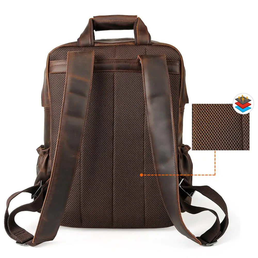 Custom ODM &OEM Retro Genuine Crazy Horse Leather Men Laptop Backpack Luxury Vintage Pure Real Cow Leather Backpack Man - Premium Backpack Bags from Handbags Specialist Headquarter - Just $165.99! Shop now at Handbags Specialist Headquarter