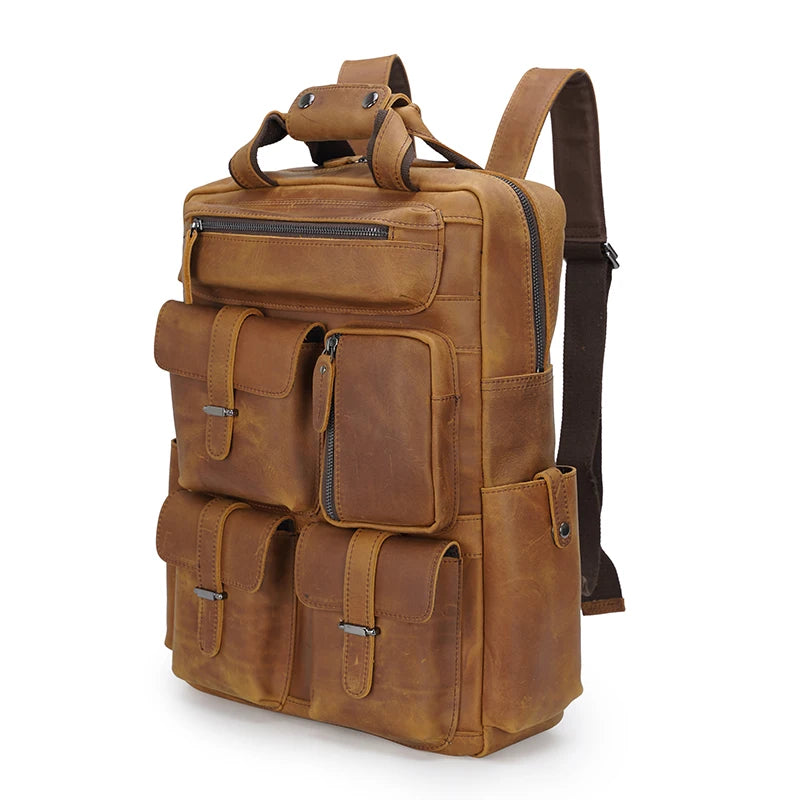 Custom ODM &OEM Retro Genuine Crazy Horse Leather Men Laptop Backpack Luxury Vintage Pure Real Cow Leather Backpack Man - Premium Backpack Bags from Handbags Specialist Headquarter - Just $165.99! Shop now at Handbags Specialist Headquarter