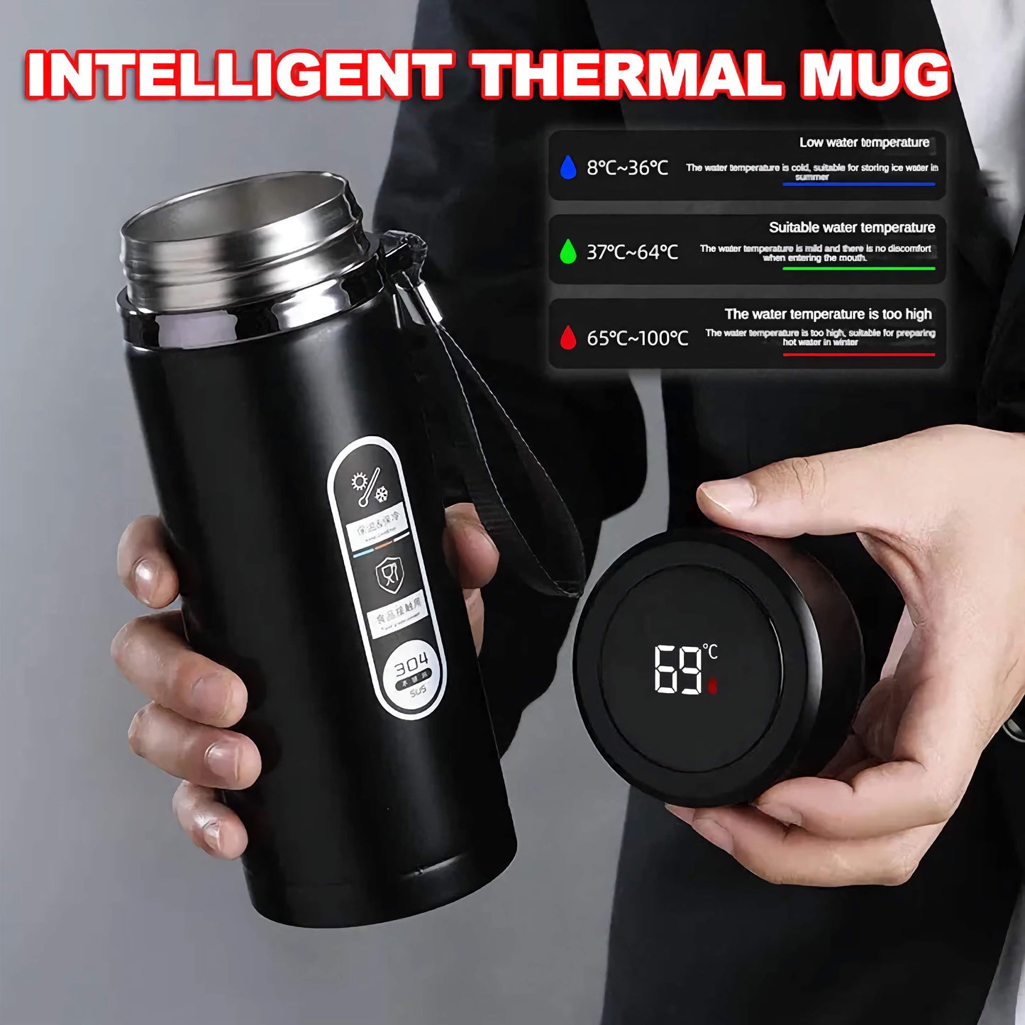 500ml–1L Stainless Steel Thermos Bottle – LED Temperature Display Vacuum Flask
