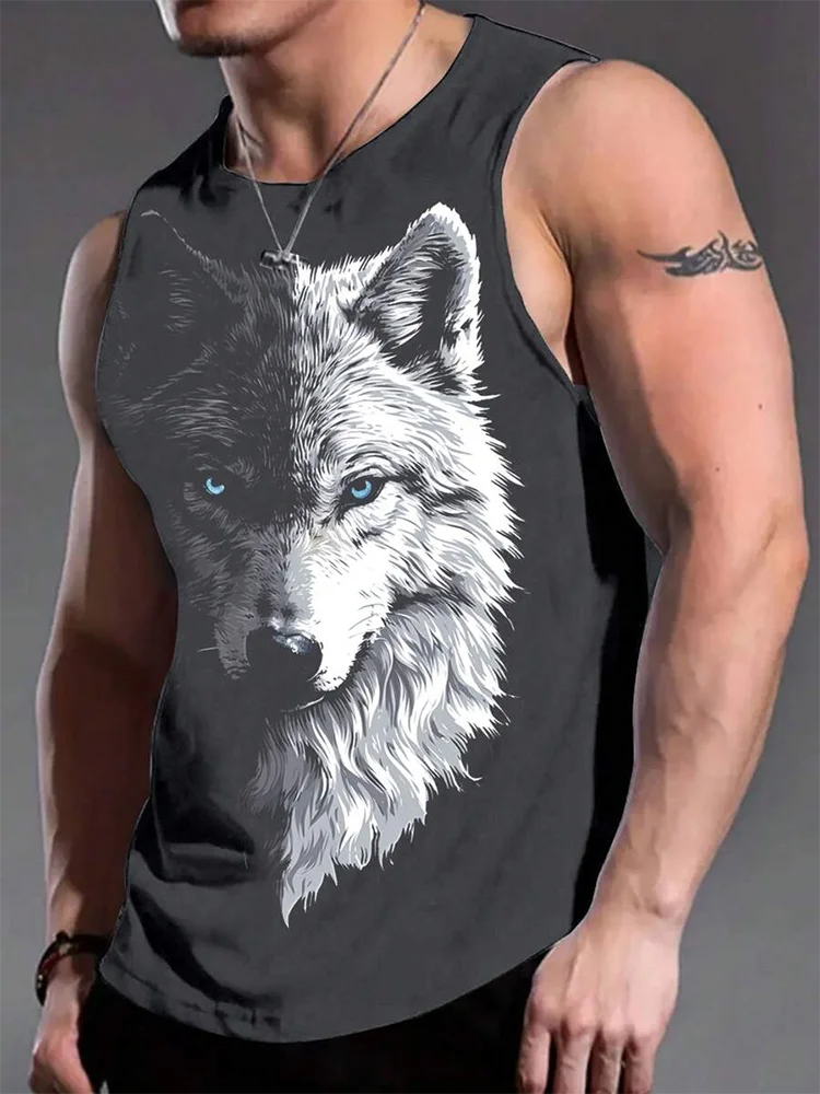 Street Fashion Personality Wolf Print Men's Tank Top Summer Daily Casual Men's Cool Tank Top Outdoor Sports Men's Tank Top - Premium Men tank top from eprolo - Just $14.99! Shop now at Handbags Specialist Headquarter