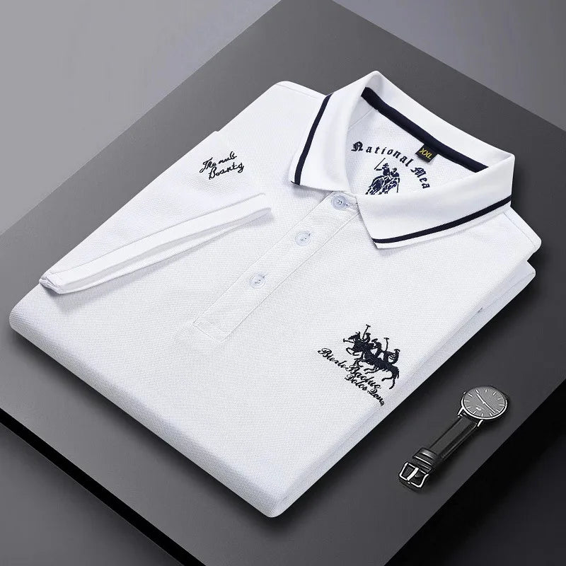 New Summer Korean Embroidered Polo Shirt Men's Luxury Top Casual Lapel Short Sleeve T-shirt Fashion Anti-wrinkle Men T Shirt - Premium Men's Polo shirt from Handbags Specialist Headquarter - Just $28.95! Shop now at Handbags Specialist Headquarter