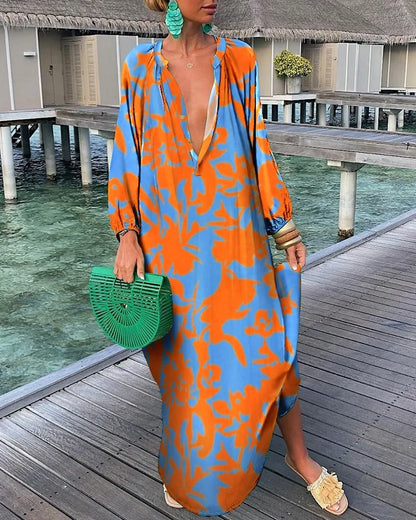 Elegant Women's Maxi Dresses 2024 Summer Casual Fashion  V Neck Long Vacation Beach Dress - Premium  from Shop1102771739 Store - Just $29.99! Shop now at Handbags Specialist Headquarter