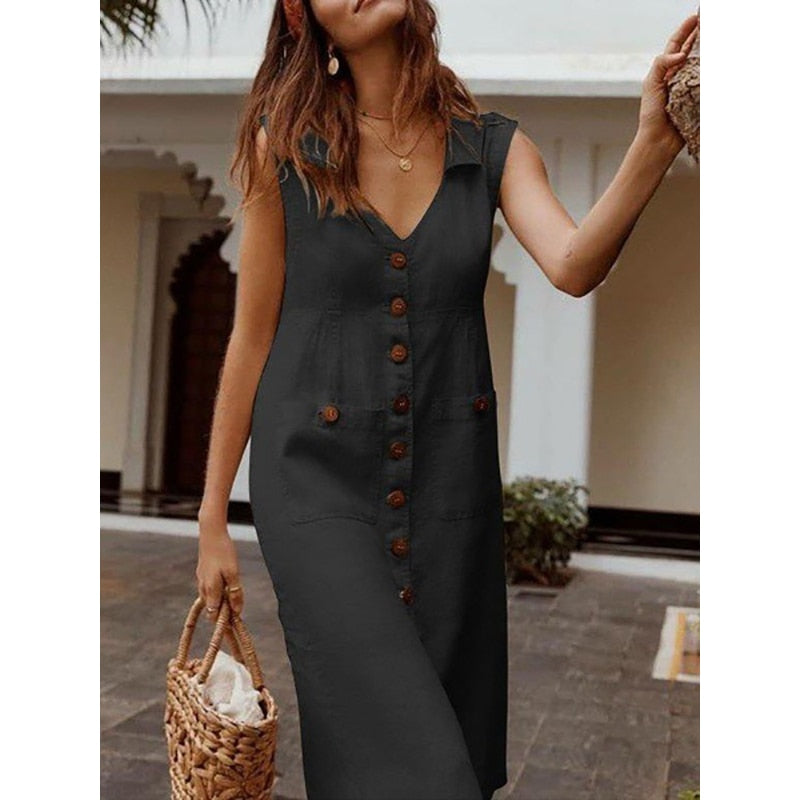 Vintage Fashion Loose Comfortable  V-neck  Dresses - Premium  from Shop1103664268 Store - Just $29.99! Shop now at Handbags Specialist Headquarter