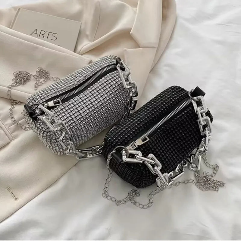 Rhinestone Bucket Bag - Glittering Evening Accessory - Premium Crossbody Bags from Shop1103841340 Store - Just $19.49! Shop now at Handbags Specialist Headquarter