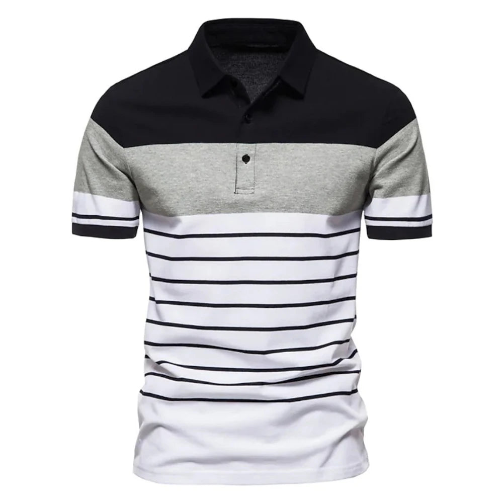 Men's Casual Striped Polo Shirt - Summer Style - Premium Men's Polo shirt from Handbags Specialist Headquarter - Just $29.98! Shop now at Handbags Specialist Headquarter