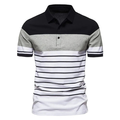 Men's Casual Striped Polo Shirt - Summer Style - Premium Men's Polo shirt from Handbags Specialist Headquarter - Just $29.98! Shop now at Handbags Specialist Headquarter