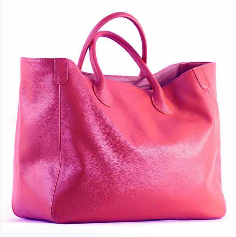 Oversized 41cm Big Women Tote Bag 100% Natural Leather Top Cow Hide Leather Handbag Luxury Lady Travel Bag Daily New - Premium Luggage Travel Bags from eprolo - Just $162.13! Shop now at Handbags Specialist Headquarter