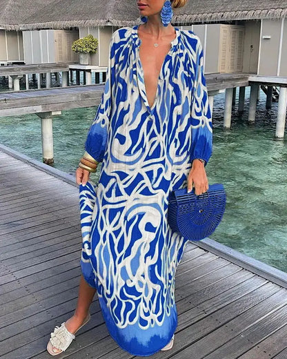 Elegant Women's Maxi Dresses 2024 Summer Casual Fashion  V Neck Long Vacation Beach Dress - Premium  from Shop1102771739 Store - Just $29.99! Shop now at Handbags Specialist Headquarter