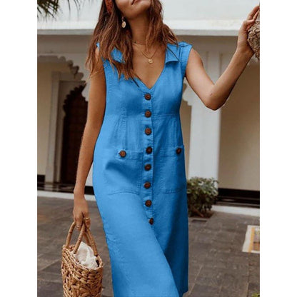 Vintage Fashion Loose Comfortable  V-neck  Dresses - Premium  from Shop1103664268 Store - Just $29.99! Shop now at Handbags Specialist Headquarter