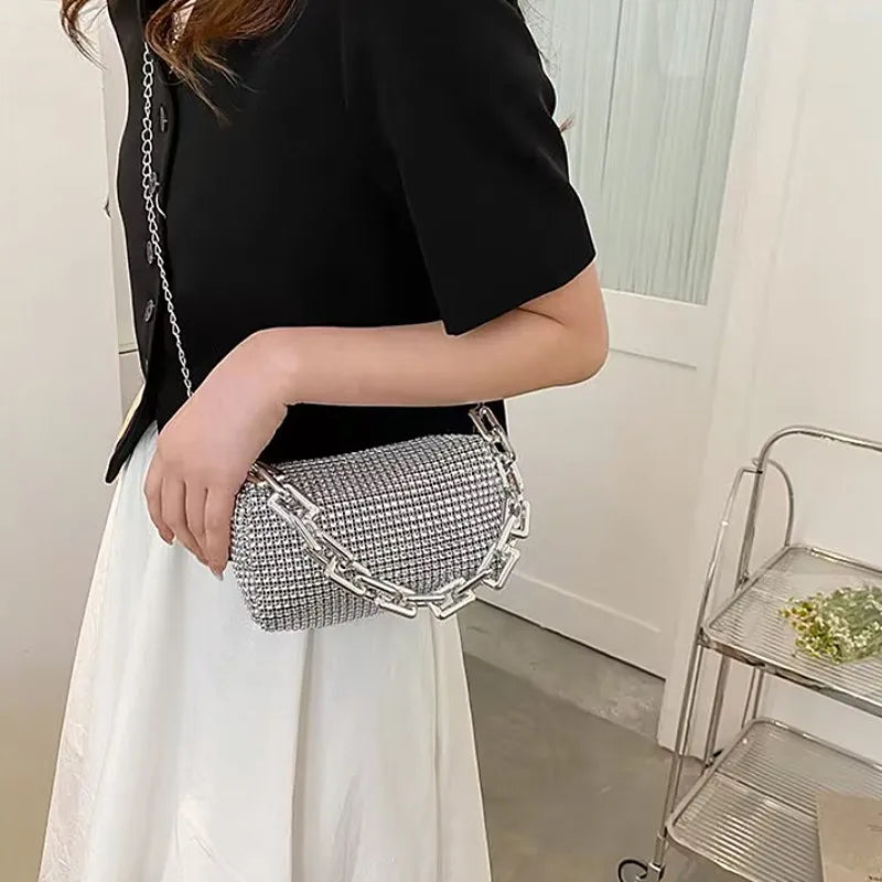 Rhinestone Bucket Bag - Glittering Evening Accessory - Premium Crossbody Bags from Shop1103841340 Store - Just $19.49! Shop now at Handbags Specialist Headquarter