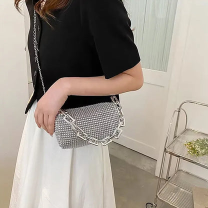 Rhinestone Bucket Bag - Glittering Evening Accessory - Premium Crossbody Bags from Shop1103841340 Store - Just $19.49! Shop now at Handbags Specialist Headquarter