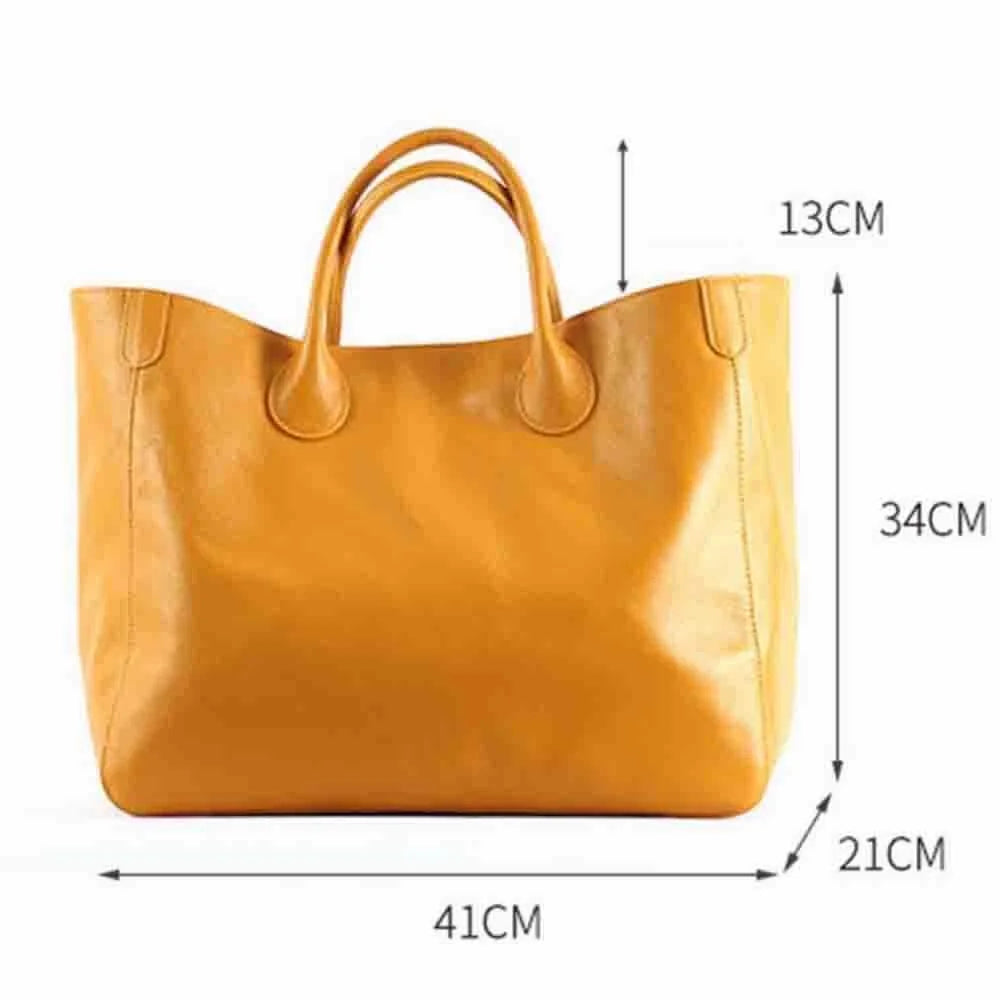 Oversized 41cm Big Women Tote Bag 100% Natural Leather Top Cow Hide Leather Handbag Luxury Lady Travel Bag Daily New - Premium Luggage Travel Bags from eprolo - Just $162.13! Shop now at Handbags Specialist Headquarter