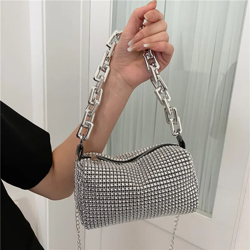 Rhinestone Bucket Bag - Glittering Evening Accessory - Premium Crossbody Bags from Shop1103841340 Store - Just $19.49! Shop now at Handbags Specialist Headquarter