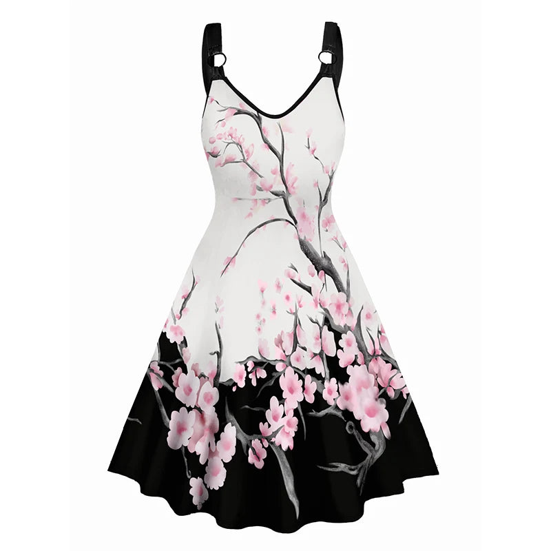 Dressfo Women's Summer Dresses Halloween Rose Injured Skull Print Hem - Premium  from Dressfo Gothic Clothing Store - Just $31.99! Shop now at Handbags Specialist Headquarter