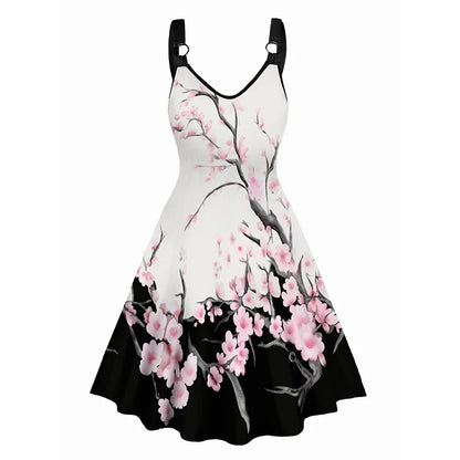 Dressfo Women's Summer Dresses Halloween Rose Injured Skull Print Hem - Premium  from Dressfo Gothic Clothing Store - Just $31.99! Shop now at Handbags Specialist Headquarter