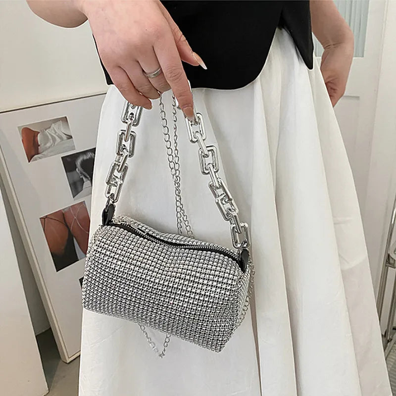 Rhinestone Bucket Bag - Glittering Evening Accessory - Premium Crossbody Bags from Shop1103841340 Store - Just $19.49! Shop now at Handbags Specialist Headquarter
