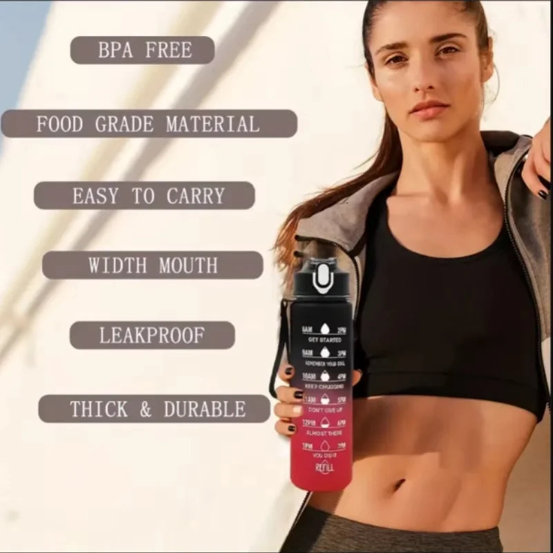 Sports Water Bottle with Time-Tracking Straw Leak Proof Locking Flip Cover for Easy Carry Ideal for Outdoor Adventures - Premium  from eprolo - Just $19.99! Shop now at Handbags Specialist Headquarter