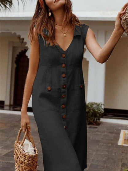 Vintage Fashion Loose Comfortable  V-neck  Dresses - Premium  from Shop1103664268 Store - Just $29.99! Shop now at Handbags Specialist Headquarter