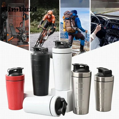 500ML/750ML Stainless Steel Protein Powder Shaker Bottle with Steel Ball and Scale Leak Proof Gym Fitness Sport Whey Shakes Cup - Premium Water Bottles from Stone's Store - Just $18.99! Shop now at Handbags Specialist Headquarter