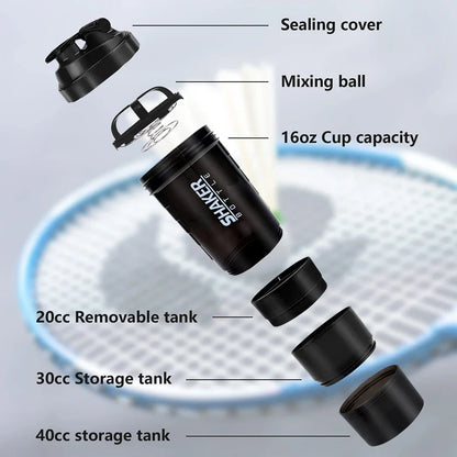 3-Layer Protein Shaker Bottle – Leakproof, BPA-Free, with Powder & Pill Storage for Fitness and Gym - Premium Water Bottles from Stone's Store - Just $20.49! Shop now at Handbags Specialist Headquarter