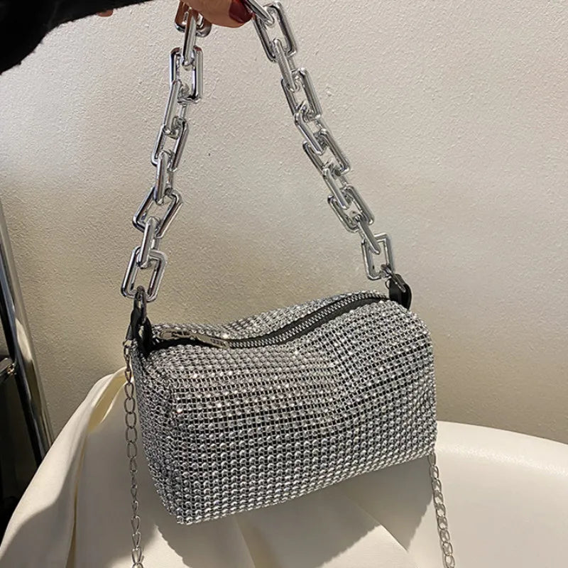 Rhinestone Bucket Bag - Glittering Evening Accessory - Premium Crossbody Bags from Shop1103841340 Store - Just $19.49! Shop now at Handbags Specialist Headquarter