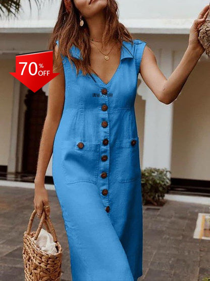 Vintage Fashion Loose Comfortable  V-neck  Dresses - Premium  from Shop1103664268 Store - Just $29.99! Shop now at Handbags Specialist Headquarter
