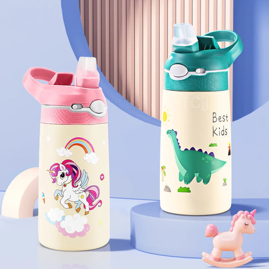 400ML Kids Water Bottle Cartoon Animal Children's Cup With Straw Stainless Steel Vacuum Flacks Thermos Bottle Thermal Mug Cups - Premium Water Bottles from eprolo - Just $28.75! Shop now at Handbags Specialist Headquarter