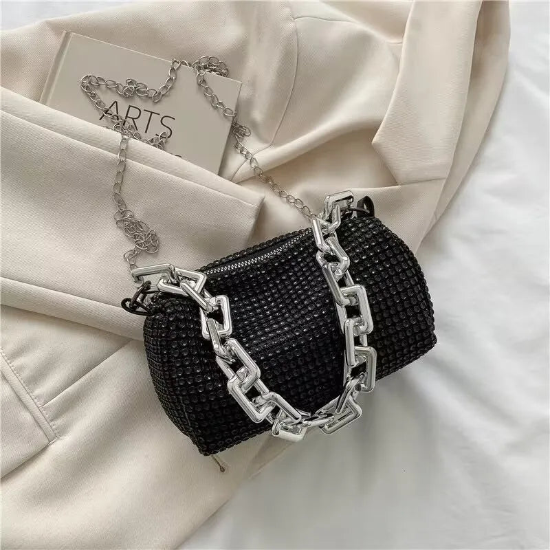 Rhinestone Bucket Bag - Glittering Evening Accessory - Premium Crossbody Bags from Shop1103841340 Store - Just $19.49! Shop now at Handbags Specialist Headquarter