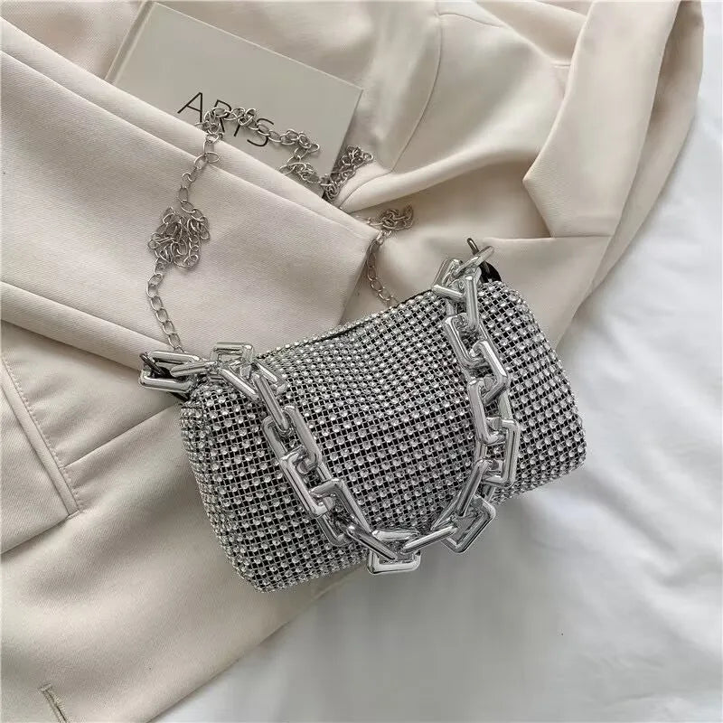 Rhinestone Bucket Bag - Glittering Evening Accessory - Premium Crossbody Bags from Shop1103841340 Store - Just $19.49! Shop now at Handbags Specialist Headquarter