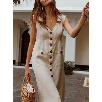 Vintage Fashion Loose Comfortable  V-neck  Dresses - Premium  from Shop1103664268 Store - Just $29.99! Shop now at Handbags Specialist Headquarter