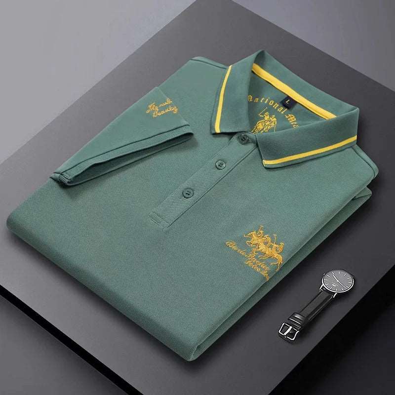 New Summer Korean Embroidered Polo Shirt Men's Luxury Top Casual Lapel Short Sleeve T-shirt Fashion Anti-wrinkle Men T Shirt - Premium Men's Polo shirt from Handbags Specialist Headquarter - Just $28.95! Shop now at Handbags Specialist Headquarter
