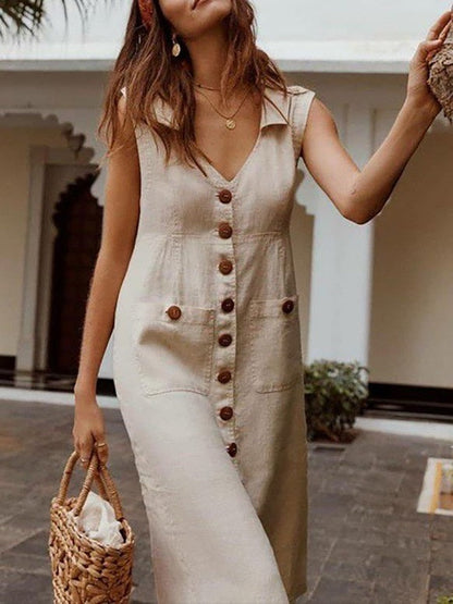 Vintage Fashion Loose Comfortable  V-neck  Dresses - Premium  from Shop1103664268 Store - Just $29.99! Shop now at Handbags Specialist Headquarter