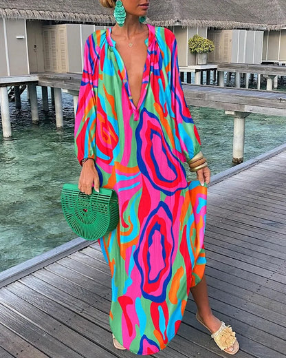 Elegant Women's Maxi Dresses 2024 Summer Casual Fashion  V Neck Long Vacation Beach Dress - Premium  from Shop1102771739 Store - Just $29.99! Shop now at Handbags Specialist Headquarter