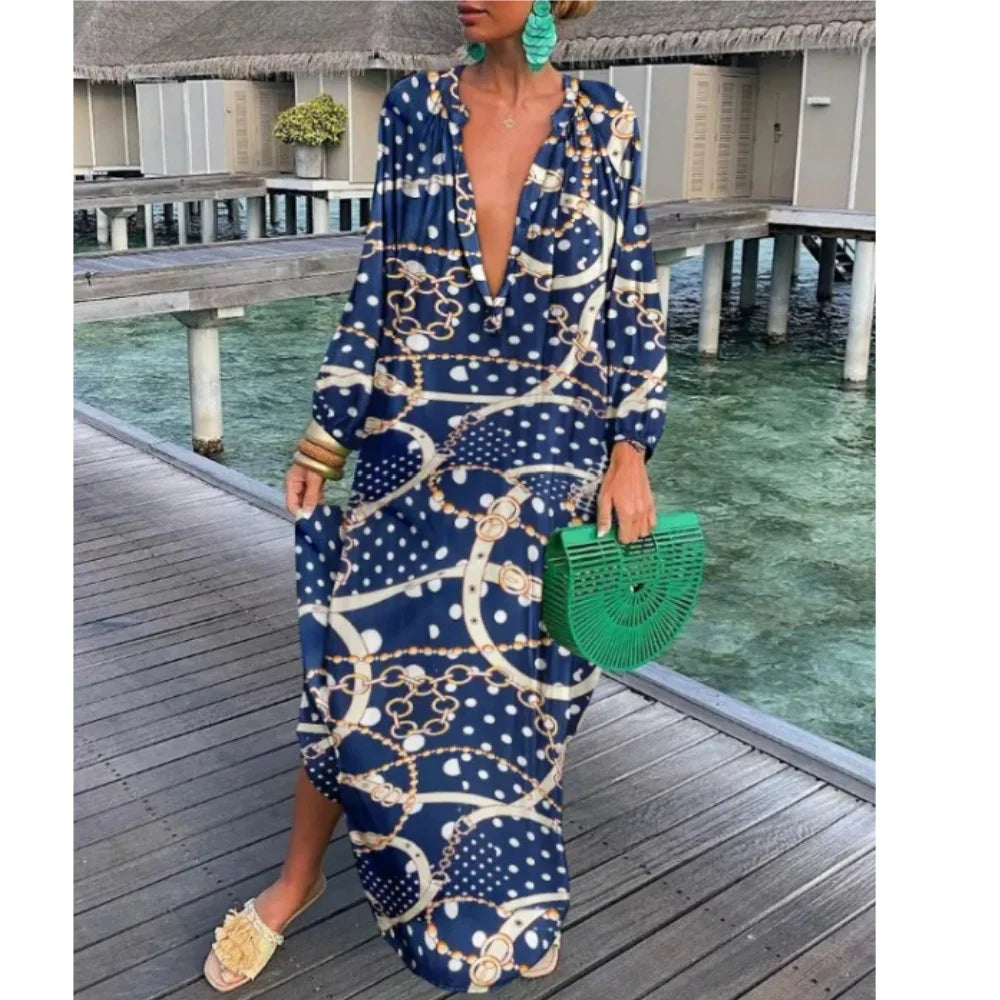 Elegant Women's Maxi Dresses 2024 Summer Casual Fashion  V Neck Long Vacation Beach Dress - Premium  from Shop1102771739 Store - Just $29.99! Shop now at Handbags Specialist Headquarter
