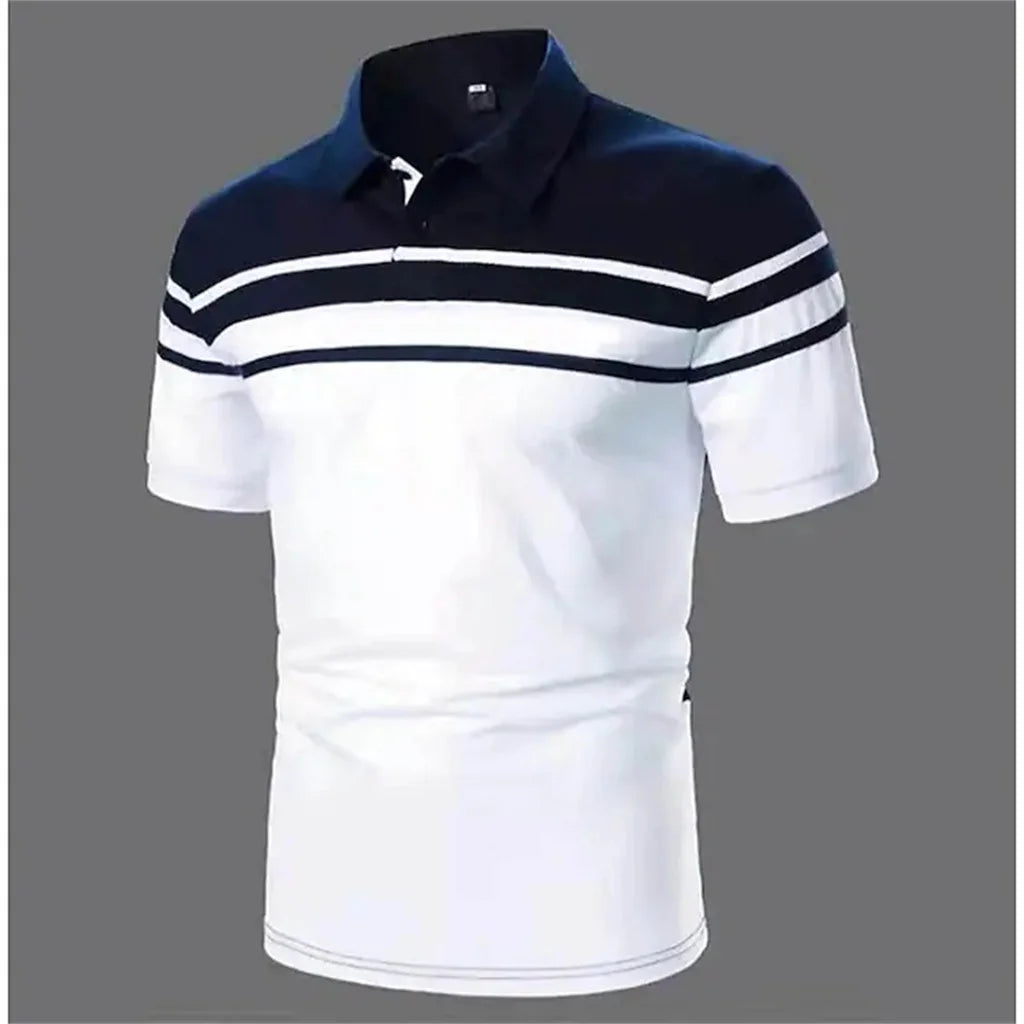 Men's Casual Striped Polo Shirt - Summer Style - Premium Men's Polo shirt from Handbags Specialist Headquarter - Just $29.98! Shop now at Handbags Specialist Headquarter