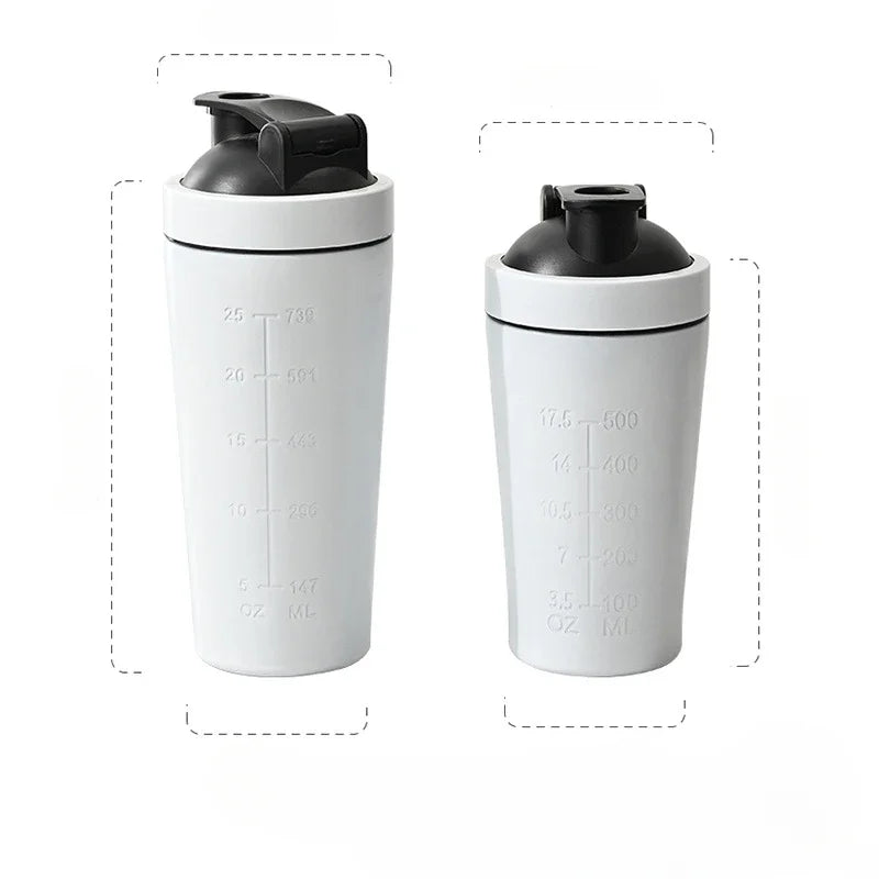 500ML/750ML Stainless Steel Protein Powder Shaker Bottle with Steel Ball and Scale Leak Proof Gym Fitness Sport Whey Shakes Cup - Premium Water Bottles from Stone's Store - Just $18.99! Shop now at Handbags Specialist Headquarter