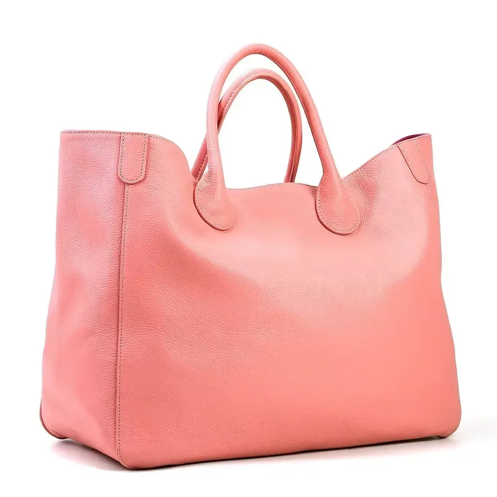 Oversized 41cm Big Women Tote Bag 100% Natural Leather Top Cow Hide Leather Handbag Luxury Lady Travel Bag Daily New - Premium Luggage Travel Bags from eprolo - Just $162.13! Shop now at Handbags Specialist Headquarter