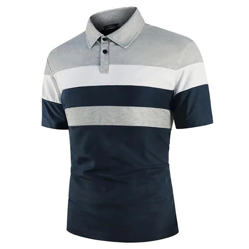 Men's Casual Striped Polo Shirt - Summer Style - Premium Men's Polo shirt from Handbags Specialist Headquarter - Just $29.98! Shop now at Handbags Specialist Headquarter