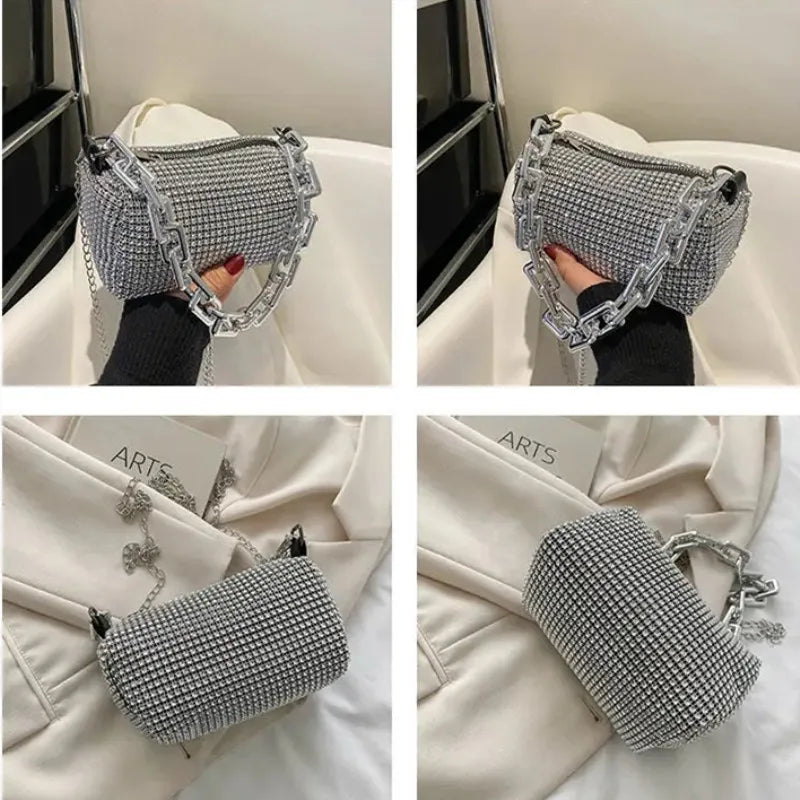 Rhinestone Bucket Bag - Glittering Evening Accessory - Premium Crossbody Bags from Shop1103841340 Store - Just $19.49! Shop now at Handbags Specialist Headquarter